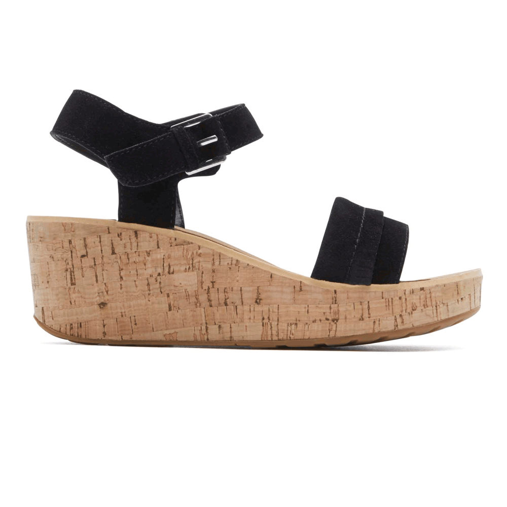 Sandalias Rockport Mujer Mexico - Weekend Casuals Lanea Quarter-Strap Negros - HTQXF4792